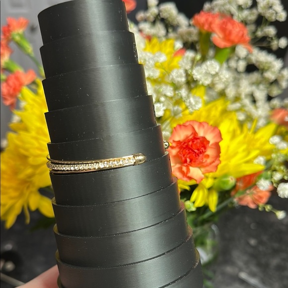 Elegant Gold and Sparkling Bangle Bracelet Dainty - Picture 4 of 8